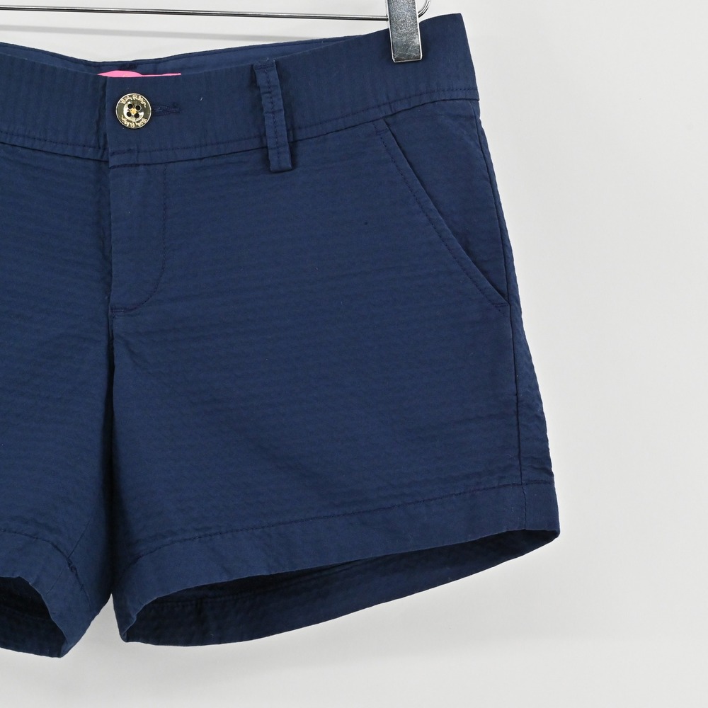 Lilly Pulitzer Callahan Shorts Womens Size 0 Navy Blue 5" Seersucker‎ Nautical - Picture 10 of 13